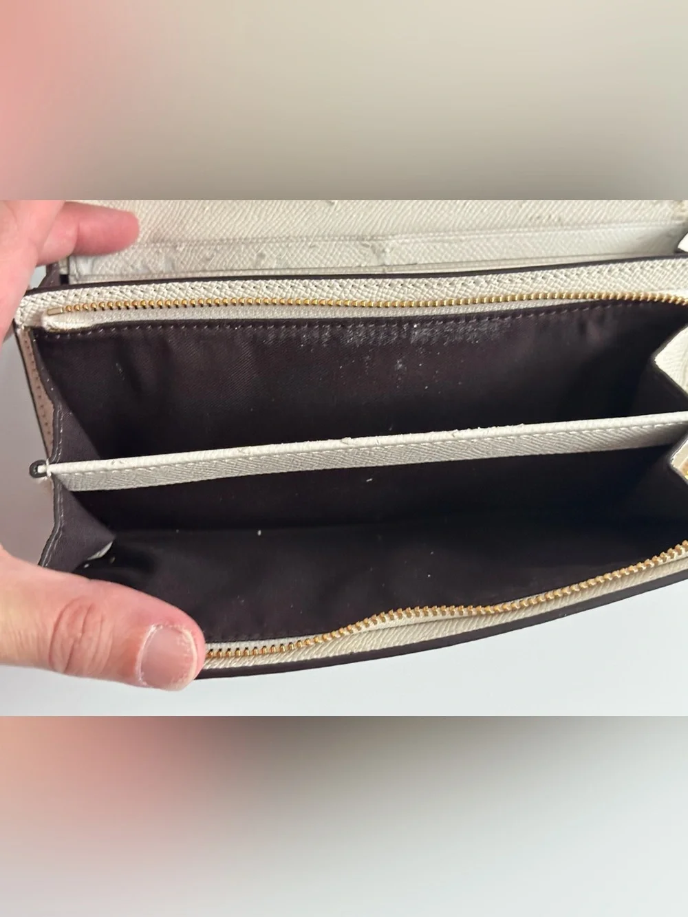 Coach Cream Saffiano Envelope Wallet with Gold Logo